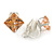 8mm Champagne Coloured Cz Square Clip On Earrings In Rhodium Plating - view 3