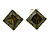 8mm Olive Green Cz Square Clip On Earrings In Rhodium Plating