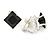 8mm Black Cz Square Clip On Earrings In Rhodium Plating - view 2