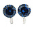 8mm Blue Round Cut Cz Clip On Earrings In Rhodium Plating - view 2