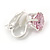 8mm Pink Round Cut Cz Clip On Earrings In Rhodium Plating - view 3