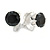 8mm Black Round Cut Cz Clip On Earrings In Rhodium Plating - view 2