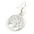 'Tree Of Life' Round Drop Earrings In Silver Tone Metal - 40mm L - view 3
