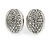 Silver Tone Clear Crystal Oval Clip On Earrings - 15mm - view 2