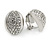 Silver Tone Clear Crystal Oval Clip On Earrings - 15mm
