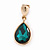 Gold Tone Teardrop Emerald Green Faceted Glass Stone Clip On Drop Earrings - 35mm L - view 3
