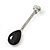 Black Glass, Clear Crystal Teardrop Earrings In Silver Tone - 40mm L - view 6