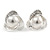 Silver Tone Crystal, Faux Glass Pearl 3 Petal Flower Clip On Earrings - 20mm - view 2