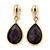 Gold Tone Teardrop Deep Purple Faceted Glass Stone Clip On Drop Earrings - 30mm L - view 2