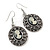Vintage Inspired Oval, Hematite Grey Crystal Cameo Drop Earrings In Antique Silver Tone - 45mm L