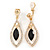 Exquisite Black Glass, Clear Crystal Leaf Clip On Earrings In Gold Plating - 50mm L - view 2