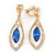 Exquisite Sapphire Blue Glass, Clear Crystal Leaf Clip On Earrings In Gold Plating - 50mm L - view 2