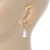 Gold Tone Clear Crystal Nude Cat Eye Stone Teardrop Earrings - 35mm L - view 5
