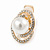 Oval Clear Crystal, White Faux Pearl Clip On Earrings In Gold Tone - 18mm - view 6
