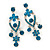 Teal Coloured Austrian Crystal Chandelier Earrings In Rhodium Plating - 60mm L - view 6