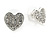 Small Silver Tone Clear Crystal Heart Stud Earrings - 13mm - view 5