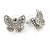 Silver Plated Clear Austrian Crystal 'Alegria' Butterfly Stud Earrings - 18mm Width - view 4