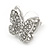 Silver Plated Clear Austrian Crystal 'Alegria' Butterfly Stud Earrings - 18mm Width - view 5