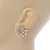 Clear Crystal, Faux Pearl Flower Stud Earrings In Gold Tone - 25mm Diameter - view 3
