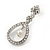 Bridal/ Prom/ Wedding Clear Crystal Open Teardrop Earrings In Rhodium Plating Metal - 40mm L - view 4