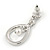 Bridal/ Prom/ Wedding Clear Crystal Open Teardrop Earrings In Rhodium Plating Metal - 40mm L - view 5