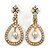 Bridal/ Prom/ Wedding Clear Crystal Open Teardrop Earrings In Gold Plating Metal - 40mm L