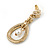 Bridal/ Prom/ Wedding Clear Crystal Open Teardrop Earrings In Gold Plating Metal - 40mm L - view 5
