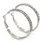 40mm Medium Two Row Clear Crystal Hoop Earrings In Rhodium Plating - view 4