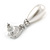 Clear Crystal Faux Pearl Teardrop Earrings In Rhodium Plated Metal - 37mm L - view 6