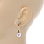 Delicate Crystal Floral, Faux Pearl Drop Earrings In Gold Tone - 35mm L - view 3