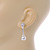 Delicate Crystal Floral, Faux Pearl Drop Earrings In Silver Tone - 35mm L - view 3
