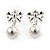 Delicated Faux Pearl Bow Drop Earrings In Silver Tone - 20mm L - view 6