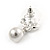 Delicated Faux Pearl Bow Drop Earrings In Silver Tone - 20mm L - view 5