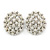 Rhodium Plated White Faux Glass Pearl, Clear Crystal Oval Stud Earrings - 25mm L - view 7