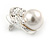 Bridal/ Prom/ Wedding Faux Glass Pearl, Crystal Fancy Stud Earrings In Silver Tone Metal - 20mm L - view 5