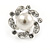 20mm Clear Crystal White Simulated Glass Pearl Flower Stud Earrings In Silver Tone Metal - view 3