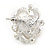 20mm Clear Crystal White Simulated Glass Pearl Flower Stud Earrings In Silver Tone Metal - view 5