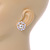 20mm Clear Crystal White Simulated Glass Pearl Flower Stud Earrings In Silver Tone Metal - view 2