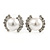 15mm White Simulated Glass Pearl Crystal Bow Stud Earrings In Silver Tone Metal