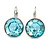 Aqua Blue Round Glass Drop Earrings In Rhodium Plating with Leverback/ French Hook Closure - 27mm L - view 7