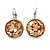 Light Peach Round Glass Drop Earrings In Rhodium Plating with Leverback/ French Hook Closure - 27mm L - view 6