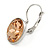 Light Peach Round Glass Drop Earrings In Rhodium Plating with Leverback/ French Hook Closure - 27mm L - view 2