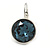 Midnight Blue Round Glass Drop Earrings In Rhodium Plating with Leverback/ French Hook Closure - 27mm L - view 5