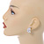 20mm C Shape Clear Crystal Leaf Drop Earrings In Rhodium Plating - view 3