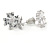 14mm Small Clear CZ Flower Stud Earrings In Rhodium Plating - view 3