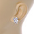 14mm Small Clear CZ Flower Stud Earrings In Rhodium Plating - view 2