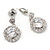 Small Round Clear Cz Drop Earrings In Rhodium Plating - 17mm L - view 6