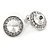 15mm Clear Glass Button Stund Earrings In Rhodium Plating