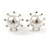 15mm White Simulated Glass Pearl Sunflower Stud Earrings In Rhoium Plating