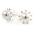 15mm White Simulated Glass Pearl Sunflower Stud Earrings In Rhoium Plating - view 3
